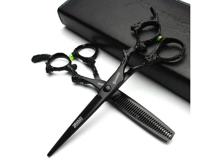 Friseurscheren Set 6 Zoll JP440c Edelstahl Ergonomisch, Schwarz, Metall, 10x1.5x25 cm, Freizeit & Co, Wellness & Gesundheit, Körperpflege