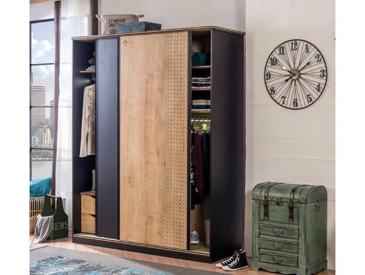 Möbel-Zeit Schwebetürenschrank BLACK mit 2 Schiebetüren