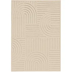 benuta Basic Kurzflor Teppich Leo Cream 140x200 cm - Moderner Kurzflor-Teppich für Wohnzimmer