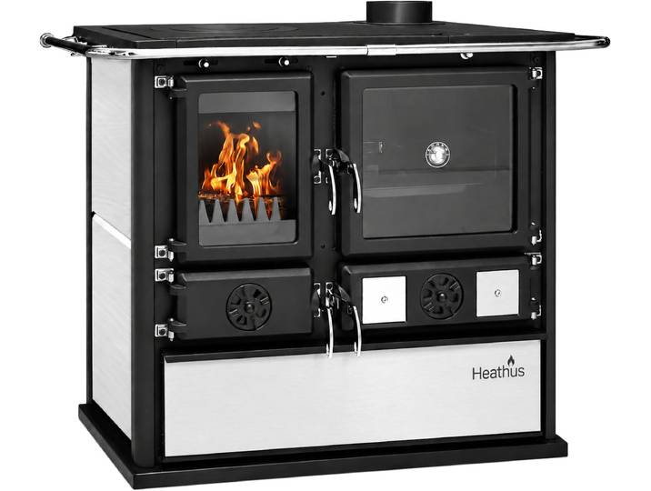 Festbrennstoffherd Cook Premium Perl White, Exklusiv, Lieferung bis ins Wohnzimmer , schwarz, Kaminöfen, Festbrennstoffherd, Küchenofen, Ofenherd zum Heizen, Kochen & Backen, Topseller