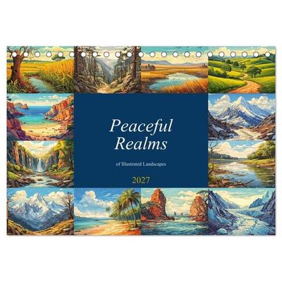 Peaceful Realms of Illustrated Landscapes (Desk Calendar 2027 DIN A5 landscape), CALVENDO 12 Month DeskCalendar