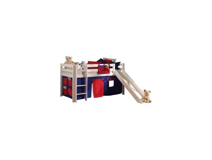 Lit Enfant Avec Toboggan  Pino Rouge  90x200cm Blanc