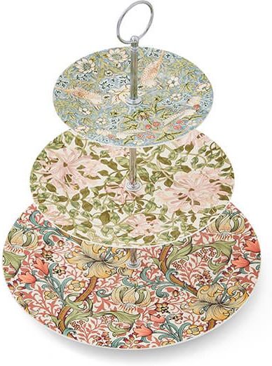 Morris & Co 3 Tier Cake Stand Strawberry Thief, Honeysuckle, Golden Lily