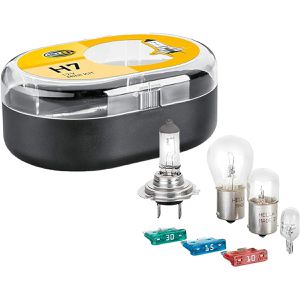 Hella Auto-Lampe 8GH 007, T4W / P21W / R5W / H7, 12 V, Ersatzlampenbox, Glühlampe & Halogen, 7 Stück