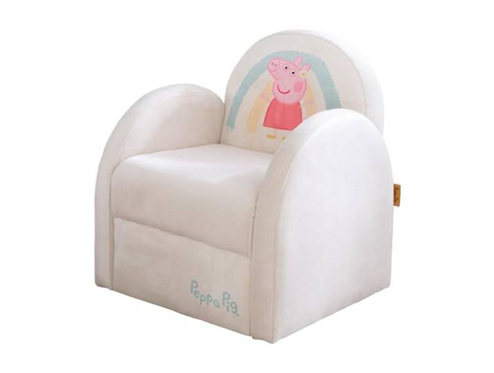 roba Fauteuil Bébé en Velours Peppa Pig - Assise Confortable avec Accoudoirs - Fauteuil Club pour Enfant dès 18 Mois - Facile à Nettoyer - 50x44x45 cm - Beige / Motif Truie