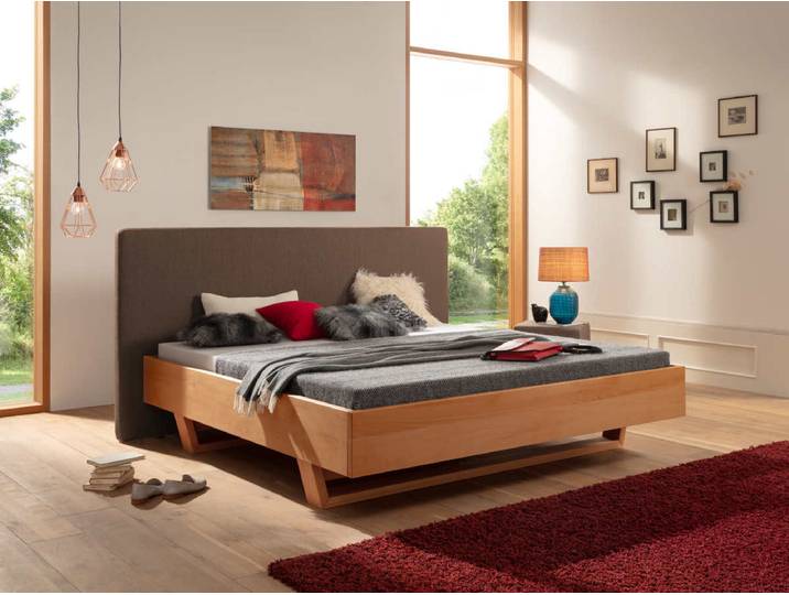 metallfreies Natur Polsterbett Hafrun, 200x180cm, super stabil