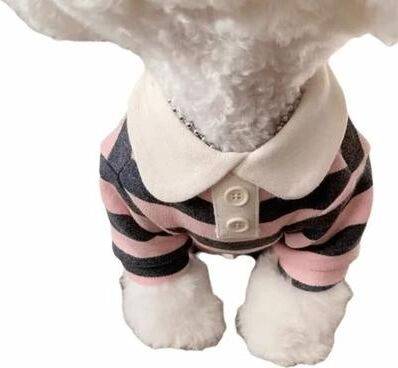 Uplift Picks Fashion Dog Striped Shirt Breathable Cooling Pet T Shirt With Collar Style Design pink m
