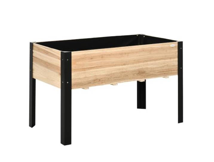 Outsunny Hochbeet mit Vliesstoff Stahl 120 x 60 x 74 cm Natur+Schwarz