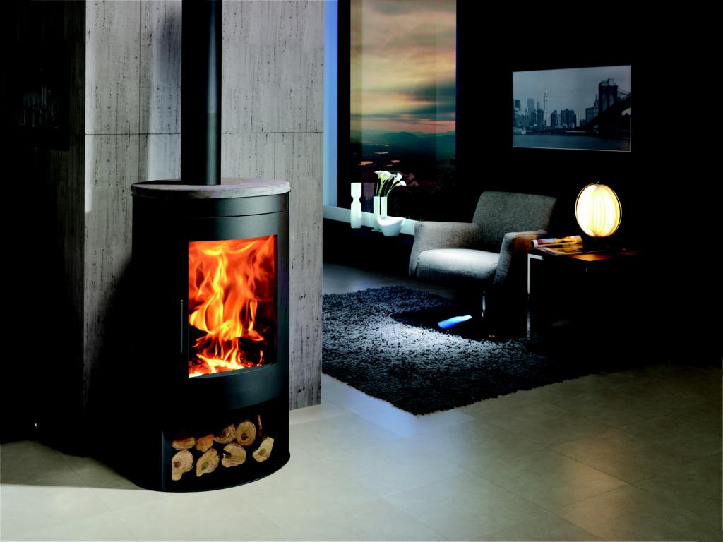 PANADEROAB Kaminofen Oval 1 Stone, 8,7kW mit Holzfach, Energie Label A+ 16896968