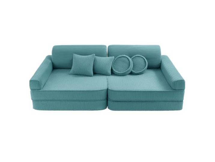 MEOWBABY Kindersofa – Spielsofa für Kinder – Weiche Klappsofa mit Schlaffunktion – Kuschelecke für Kinderzimmer, Aesthetic, Türkis
