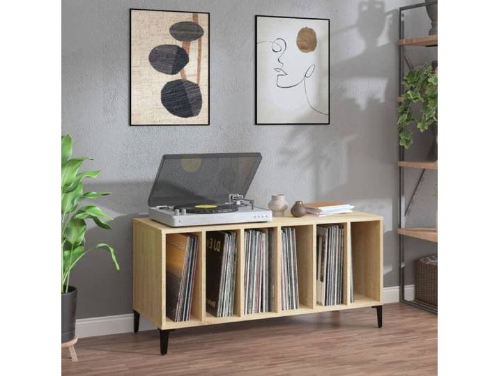 Armoire à Disques Armoire Latérale avec Rangement Meuble pour Tourne-Disque Buffet de Salon Moderne Chêne Sonoma 831984