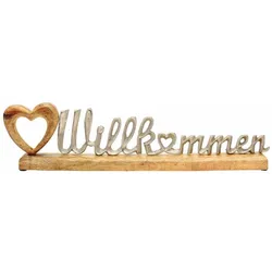 Deko-Objekt Willkommen 50 cm Metall Silber