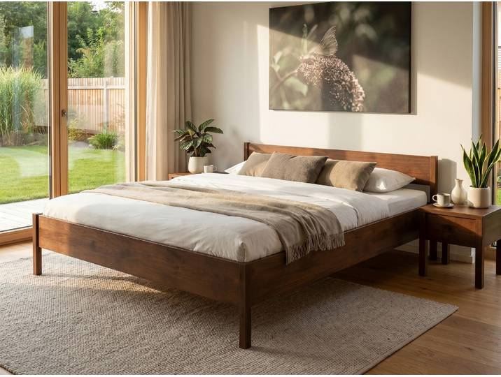 Bett Kernbuche Dunkel „Fiona“ 100 x 200 cm Massivholz Buche Dunkel