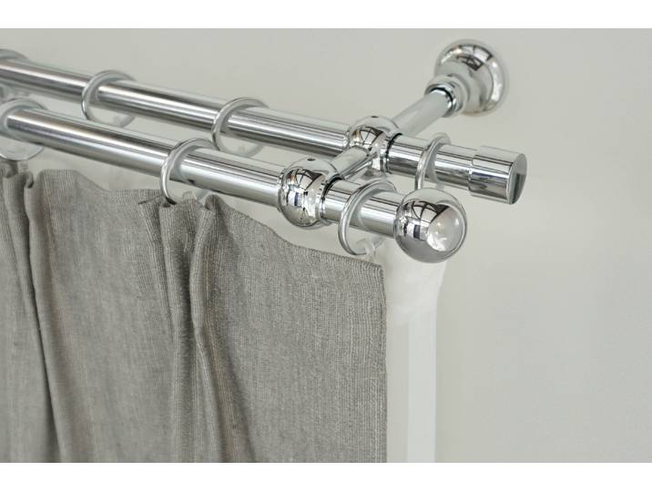 Gardinenstange GARESA ANDREA , grau (chromfarben), L:230cm Ø:20mm, Metall, Gardinenstangen, Gardinenstange, Vorhanggarnitur, verlängerbar, Endknopf Kugel kurz, mit Ringen