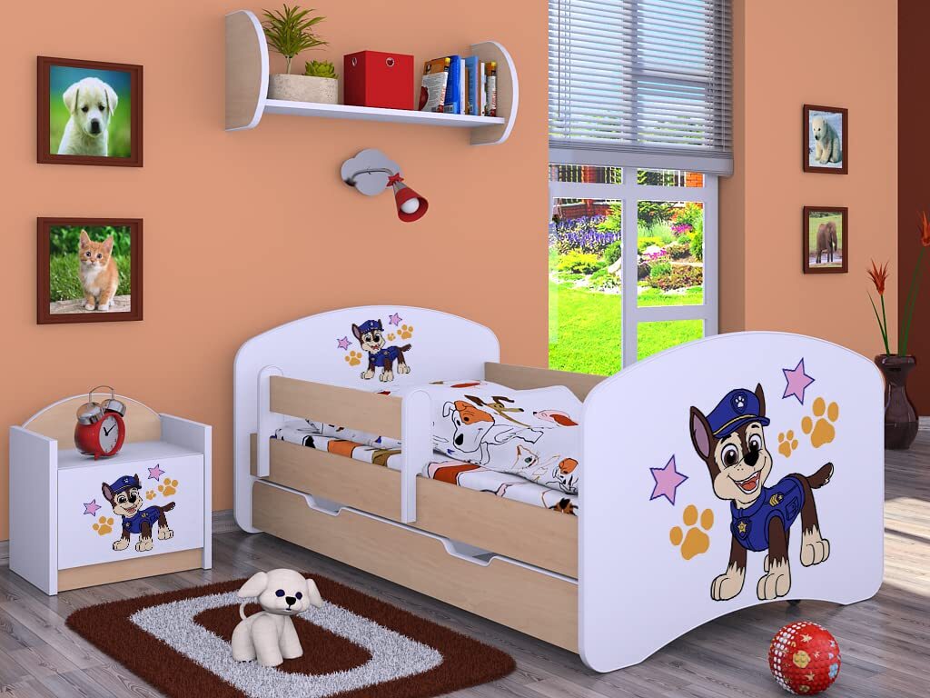 BDW Kinderbett Super Hunde, Babybett Kinderzimmer, Leichte Birne (Motiv 5), 190 x 90 cm