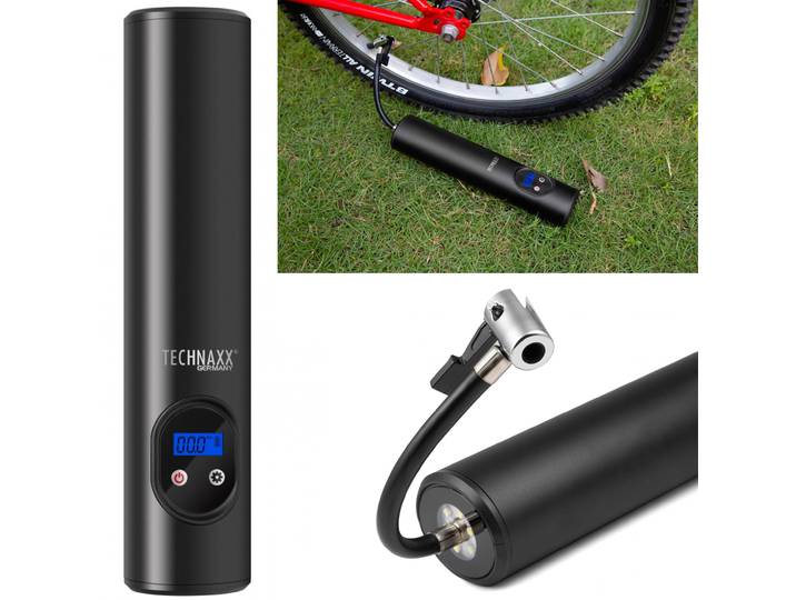 Akku-Kompressor-Luftpumpe für Reifen, Bälle u.v.m., Digitale Anzeige, 6000mA LED Leuchte