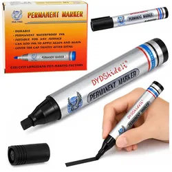 Schwarzer Marker, wasserfest, permanent, runde Spitze