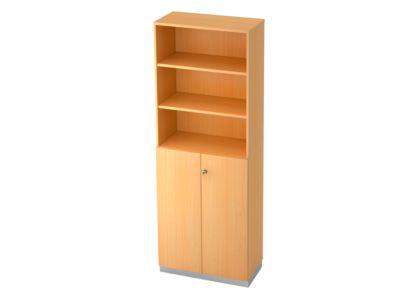 Regalschrank 6 OH, 3 OH geschlossen, B 800 x T 420 mm, Buche-Dekor