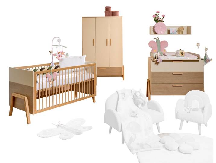 JIMMYLEE Babyzimmer 3-teilig DIANA, Kaschmir, Holz