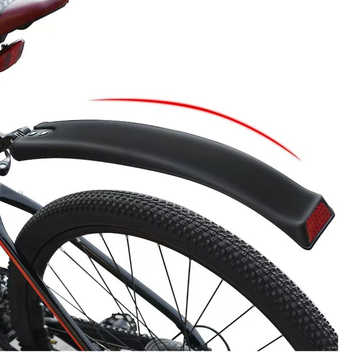 INF Set de garde-boue VTT pour roue arrière de 26 pouces avec réflecteur et garde-boue arrière enroulable sur tige de selle
