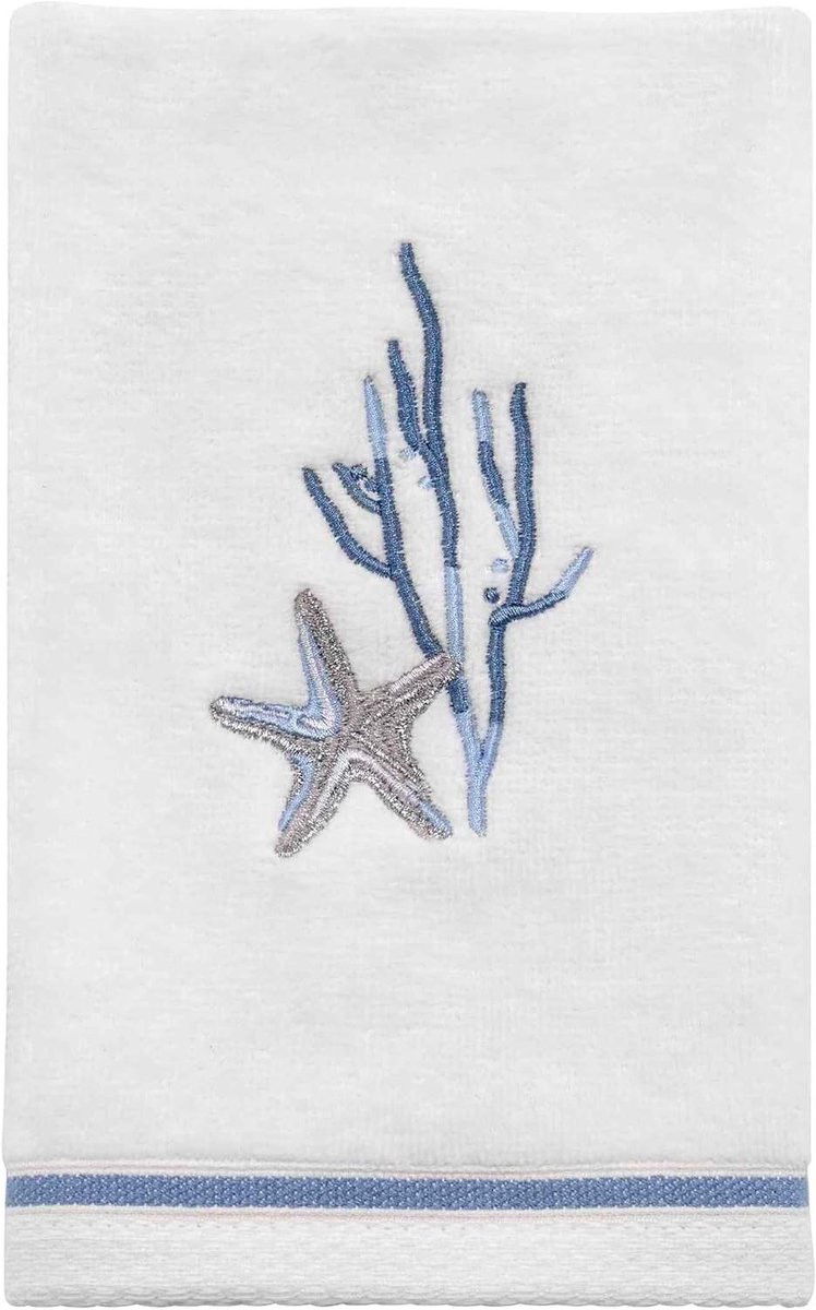 Vingertop handdoek Gastendoekje Katoen Abstracte Kust Collectie Wit/Blauw