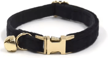 Inspire Picks Personalized Velvet Cat Collar With Engraved Name & Bow Bell black2