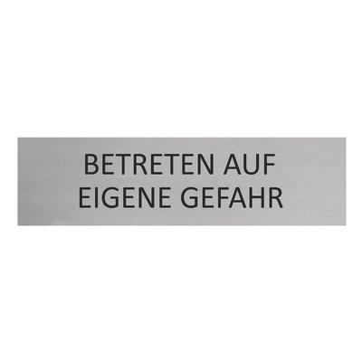 CombiCraft Aluminium Türschild Betreten auf eigene Gefahr 165x45mm mit 3M-Tape