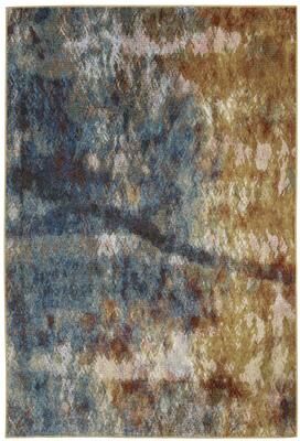 Vista Home Vance Contemporary Abstract Blue/Gold Area Rug