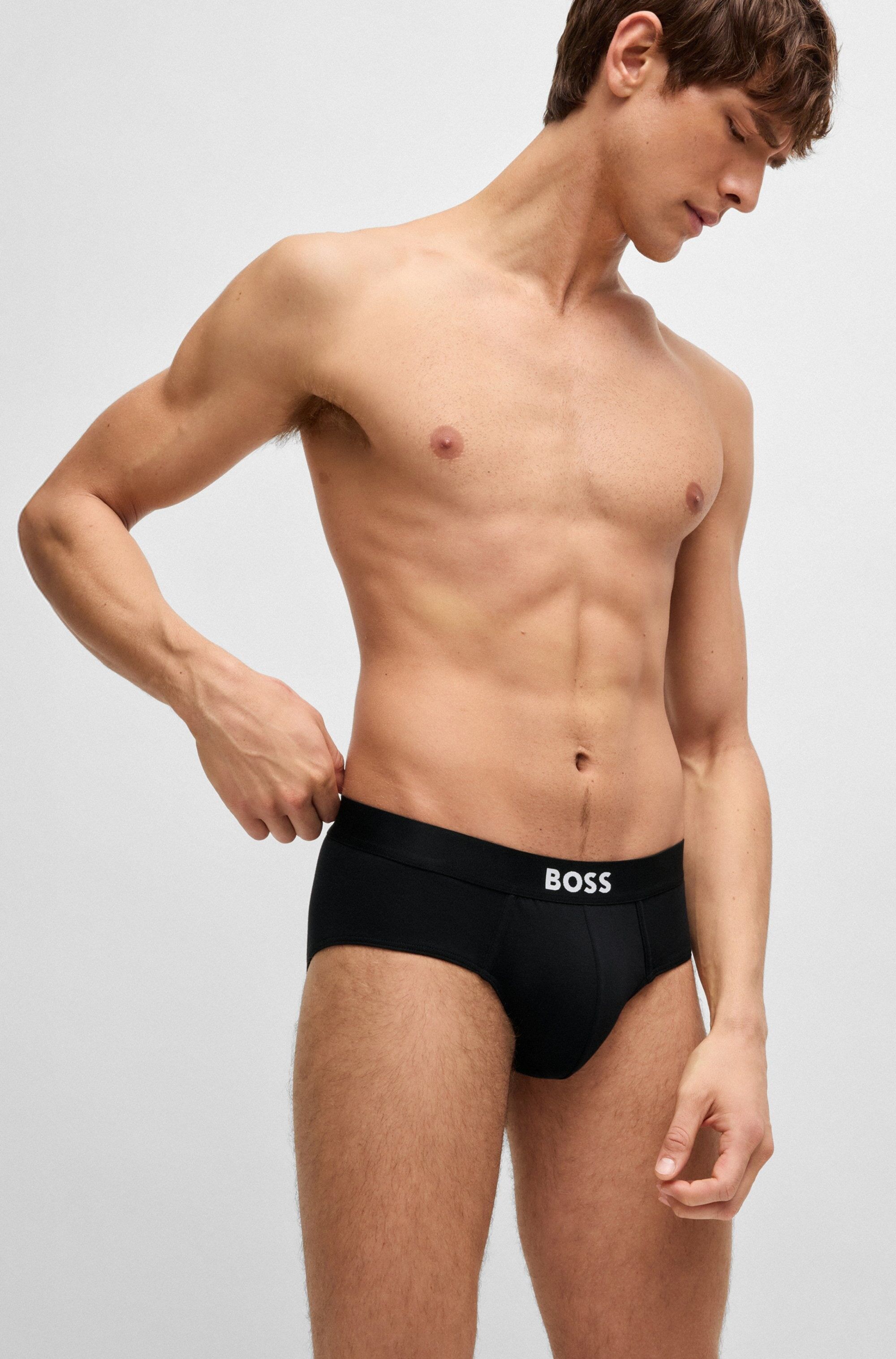 Hipster BOSS "3P BOSS ONE", Herren, Gr. S (48), Jersey, schwarz (schwarz 001), Jersey, Obermaterial: 95% Baumwolle, 5% Elasthan, unifarben, Unterhosen Hipster
