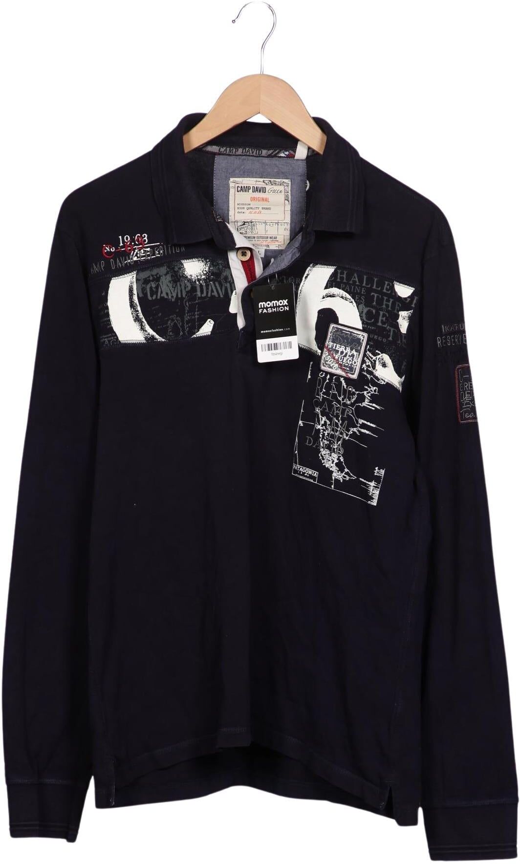 Camp David Herren Poloshirt, Marineblau, Gr. L, Baumwolle - Second Hand