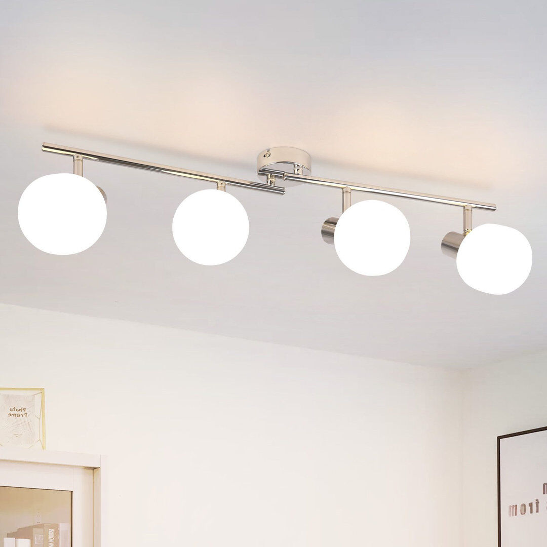 Metro Ceiling spotlight 4-flame ceiling light living room - ceiling lamp spotlight indoor vintage glass ceiling spots E14 Morden design 350° swivel spots fo Black 16cm H X 70cm W X 10cm D