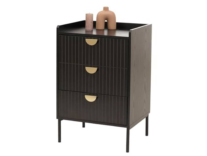 Mendler Kommode HWC-O39 77x50x42cm - Holzoptik schwarz