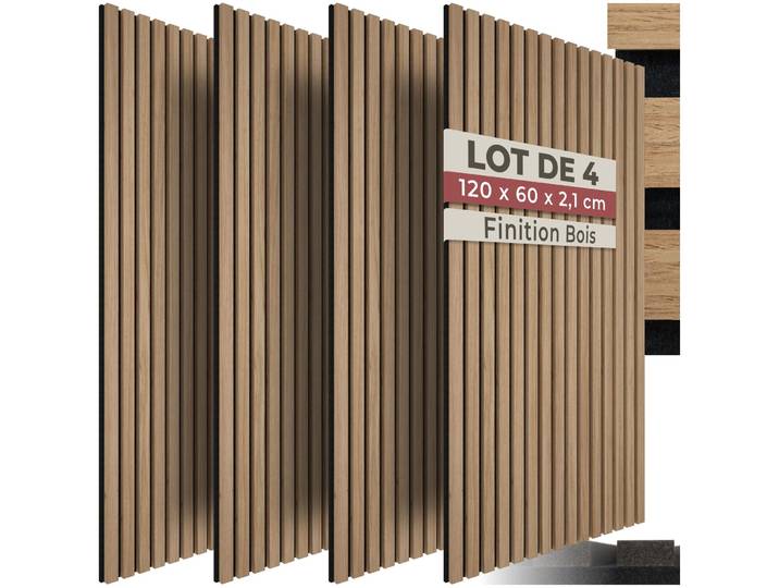 Panneaux acoustiques SONIC WALL aspect bois - marron chêne, Lot de 4