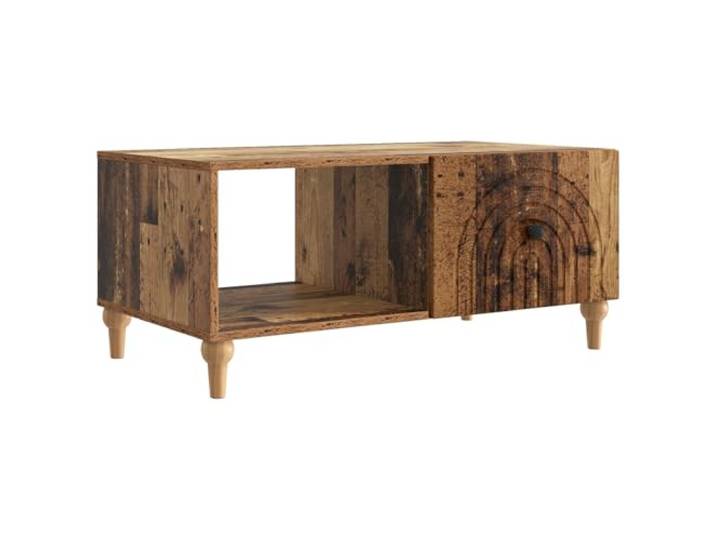 LKJephalotrop Couchtisch Altholz-Optik 90x50x40 cm Holzwerkstoff Stilvoller Wohnzimmertisch in Altholz-Optik mit zwei offenen Fächern für Zeitungen, Fernbedienungen und Dekoration.