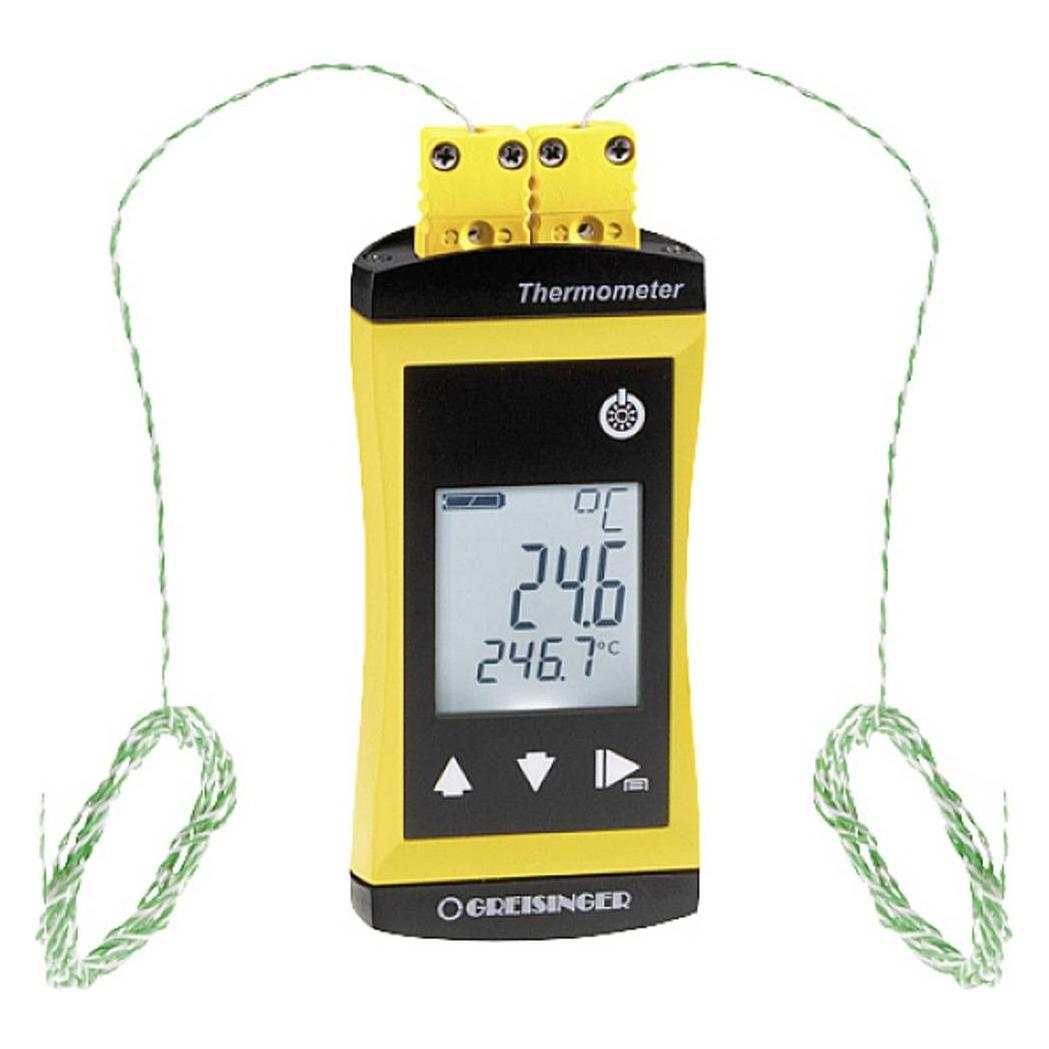 Greisinger Sekundenschnelles 2 Kanal-Alarm-Thermometer mit Drahtfühlern G 1202-GTF300, -65... +1200 °C (483719)