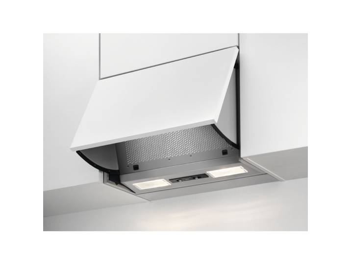 AEG DEB1621S Einbau-Dunstabzugshaube / Abluft oder Umluft / 60cm / Grau / max. 131 m³/h / min. 60  max. 67 dB(A) / D / Schiebeschalter / Grau, 942150823