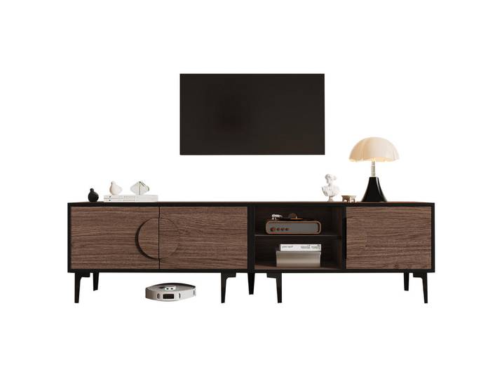 Flieks Tv-Board 180x35x49Cm 2 Türen Walnuss 80 Zoll, Naturfarben, Trüffeleichefarben, 35x49x180 cm, Wohnzimmer, TV Möbel, Lowboards, Lowboards stehend