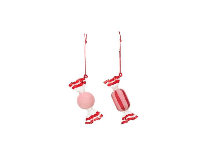 Ornament BROSTE COPENHAGEN Broste Copenhagen Candy Ornament Aufhänger Dusty Pink/Red, 6 Stück , altrosa, Ø:3,7cm, Dekofiguren, Ornament