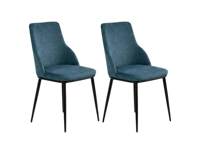 Chaise tissu bleu pieds métal noir (x2)