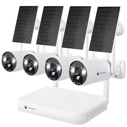 LUVISION Dual WLAN Solar Akku Überwachungssystem 10 Kanal NVR 4MP Überwachungskamera Set Mikrofon 4 Kameras