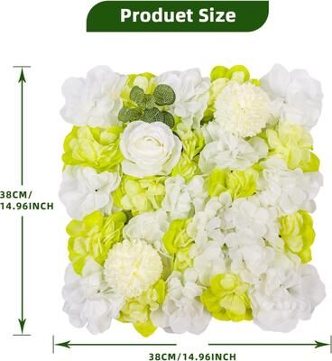 YUN 12-Pack Silk Rose Flower Wall Panels 15x15in, Floral Backdrop for Wedding & Party Decor
