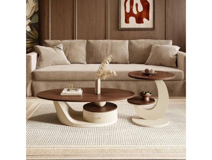 HLDJYLZS Couchtisch aus Massivholz, Wabi-Sabi Vintage Stil für Wohnzimmer Massivholz, Wabi-Sabi Stil, Vintage Design, Französischer Stil, Bauhaus Stil, Kleine Räume, Wohnzimmer