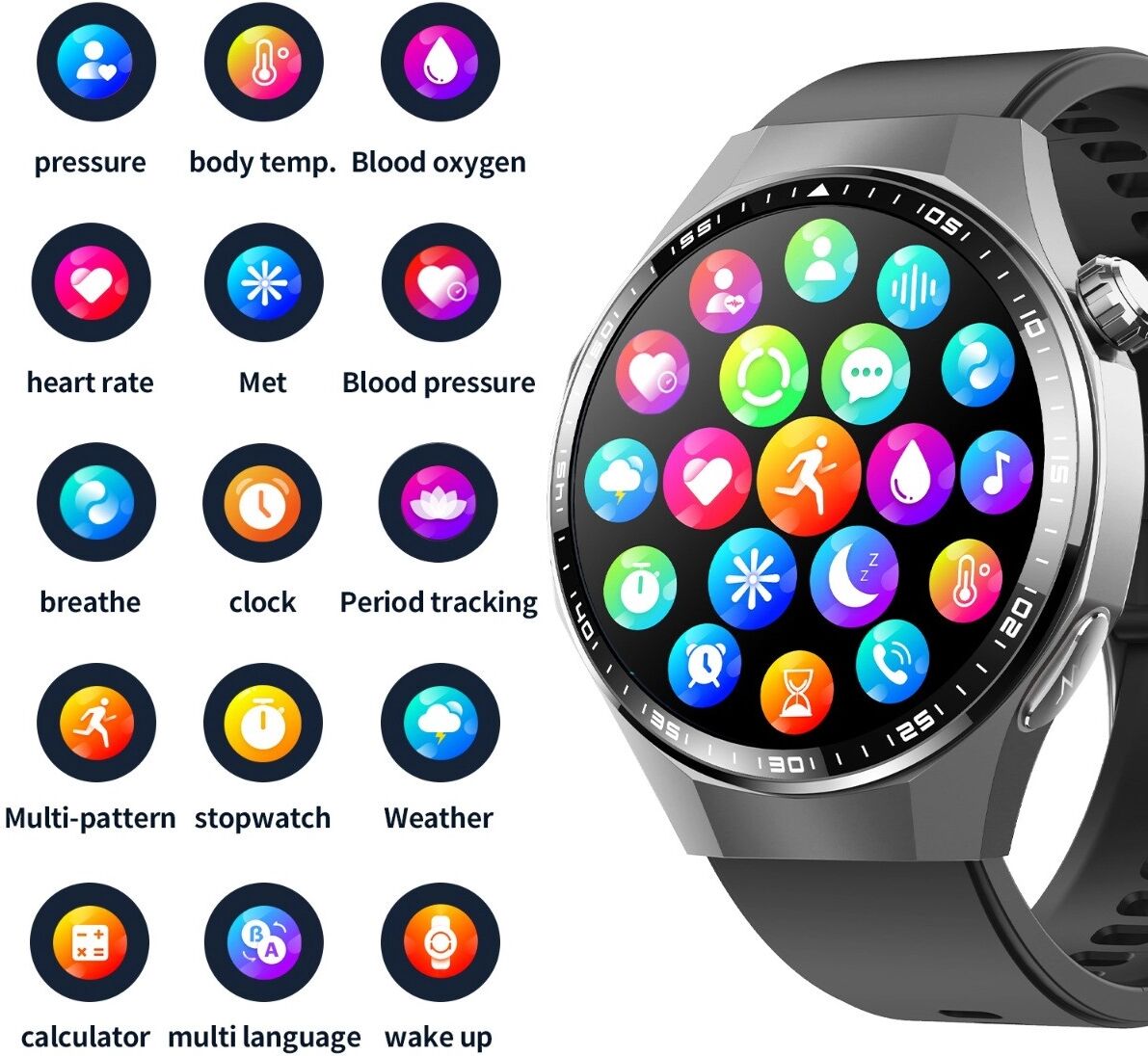 INF Smartwatch mit Bluetooth 5.3, 1.55 inch IPS-Display, 150+ Sportmodi, IP67 Wasserschutz, 380 mah Akku