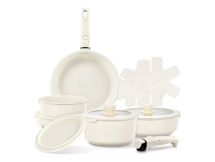 LuxusKollektion Topf-Set Kochgeschirr-Set Keramik Antihaft 16-tlg. Stapelbar