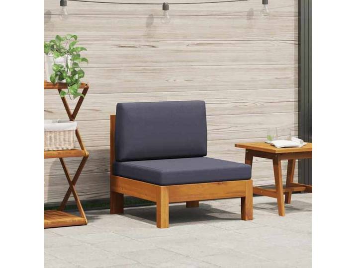VIDAXL Canapé central( 1pc) - Élément pour canapé - avec coussins - gris foncé Bois d'acacia solide 61x63x60 cm M12274