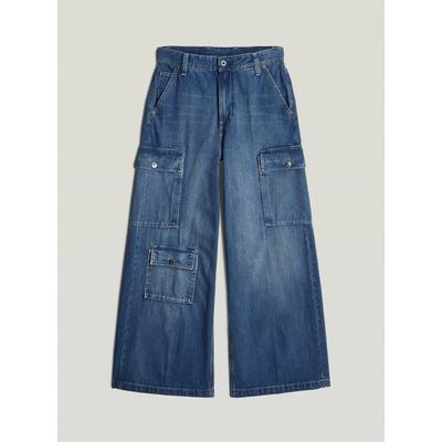 5-Pocket-Jeans G-STAR "Mega Cargohose Denim", Damen, Gr. 29, blau (antique cosmic blau), Obermaterial: 80% Baumwolle, 20% Baumwolle, Jeans 5-Pocket-Jeans
