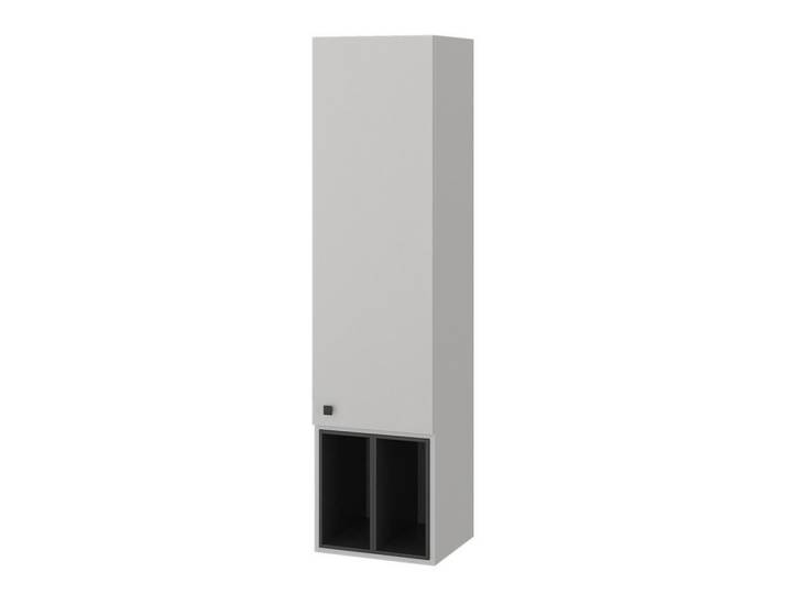 Vicco Badschrank Gerta Grau 37.5 x 150 cm mit Tür und offenen Fächern, Holzwerkstoff, 4 Fächer, Rechteckig, 37.5x150x35 cm, Badezimmer, Badezimmerschränke, Hochschränke
