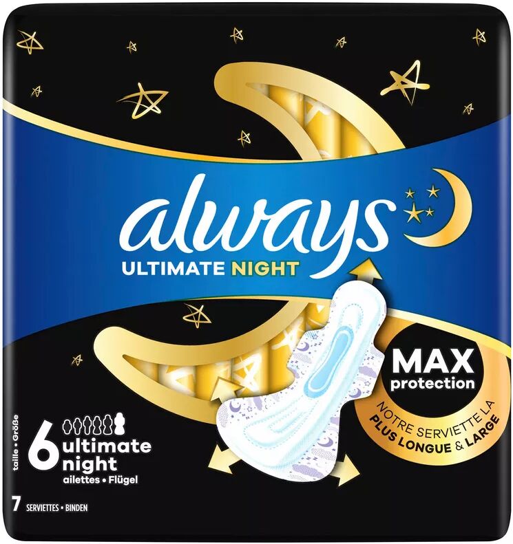 Always - Damenbinden Ultimate Night (Grösse 6) Flügel, 7 Stück