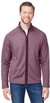 CORE365 CE72 Men's Venture Heathered Stripe Full-Zip Jacket in Burgundy/White size 2XL   Polyester