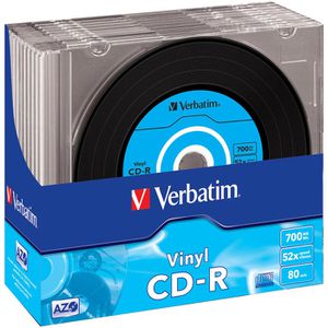 Verbatim CD-Rohlinge 43426 AZO Vinyl, CD-R, 700 MB, 80 Minuten, bis zu 52-fach, Slim Case, 10 Stück